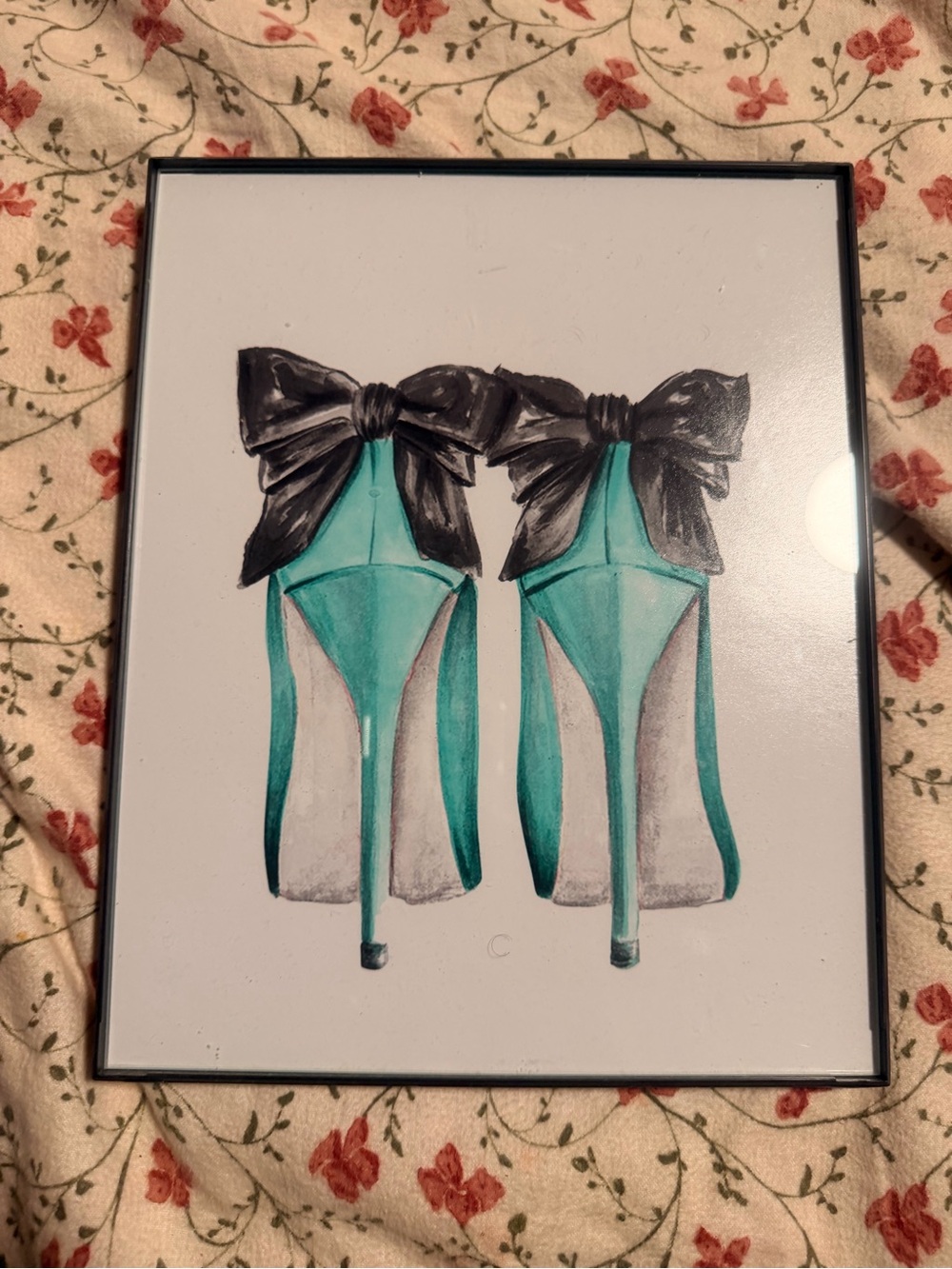 Black Bow-Tie Teal Stiletto Print - Fashion Wall Art